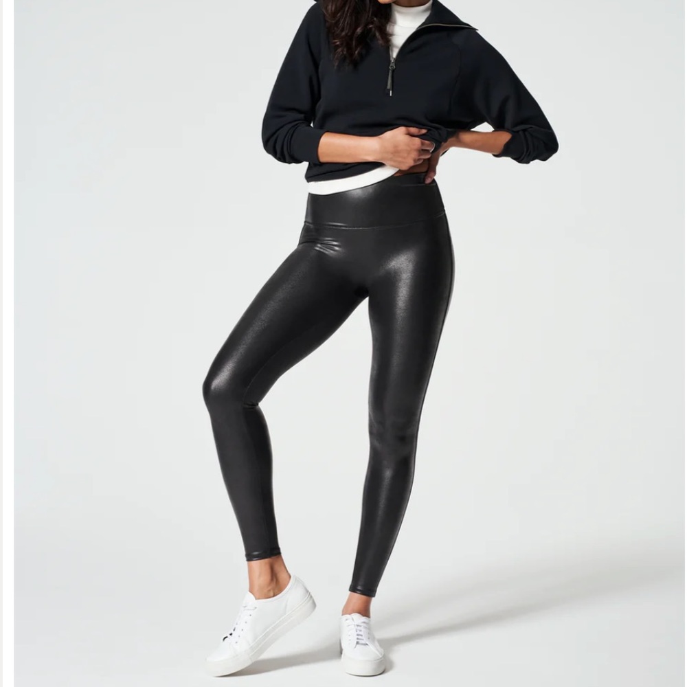 Spanx Black Faux Leather Leggings | Medium